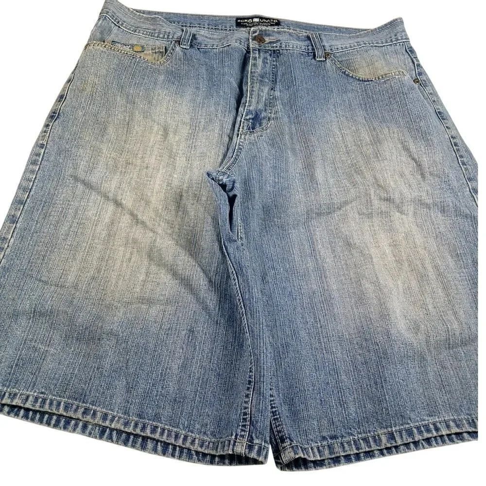 Ecko Unltd. Men's Blue Denim Embroidered Pocket Shorts - Size 40